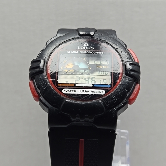 Mens Vintage Lorus Digital Watch Alarm Chronograph 42mm W339-4A68 New Battery - Picture 4 of 10